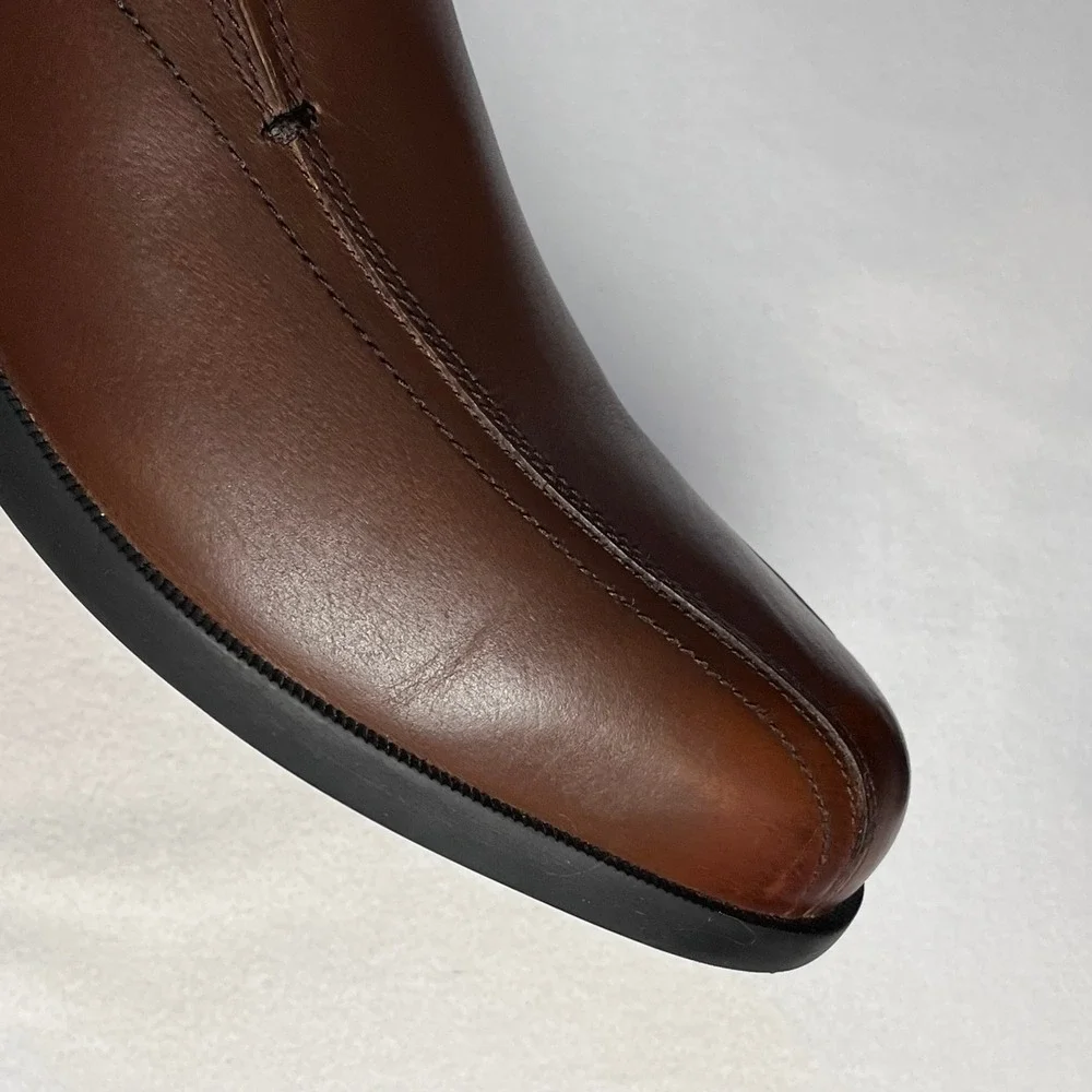 Thom McAn Mens Lanzo Brown Leather Slip On Loafers Dress Shoes 20329 Size 13
